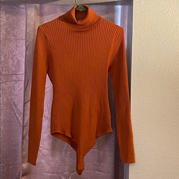 Fashion Nova Orange Ribbed Bodysuit - Picture 3 of 3